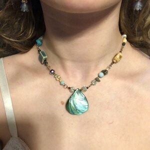 Turquoise Shell Pendant Necklace